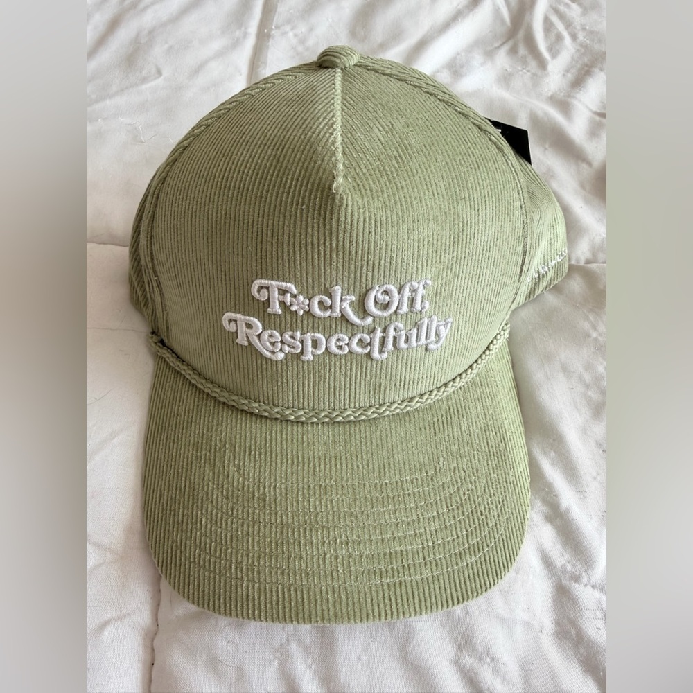 Olive Green Cap with Embroidered Text